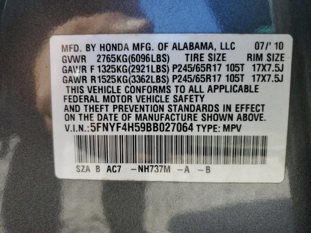 Photo 10 from auction – 2011 HONDA PILOT EXL with VIN 5FNYF4H59BB027064