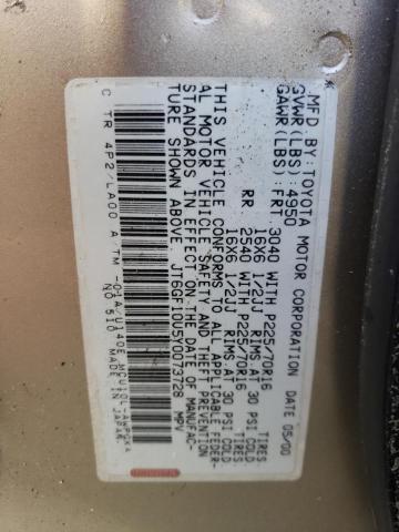 Photo 10 from auction – 2000 LEXUS RX 300 with VIN JT6GF10U5Y0073728