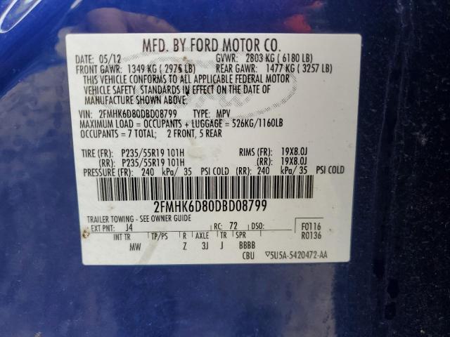 Photo 10 from auction – 2013 FORD FLEX LIMIT with VIN 2FMHK6D80DBD08799