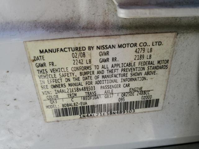 Photo 10 from auction – 2008 NISSAN ALTIMA 2.5 with VIN 1N4AL21E58N489503