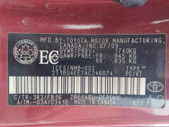 Photo 10 from auction – 2010 TOYOTA COROLLA with VIN 2T1BU4EE7AC246074