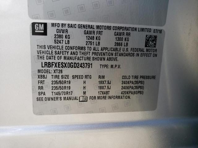 Photo 10 from auction – 2016 BUICK ENVISION P with VIN LRBFXESX0GD243791
