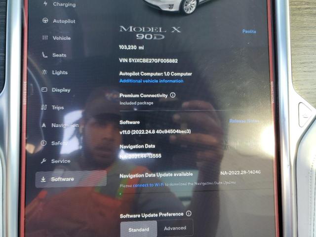 Photo 8 from auction – 2016 TESLA MODEL X with VIN 5YJXCBE27GF005882