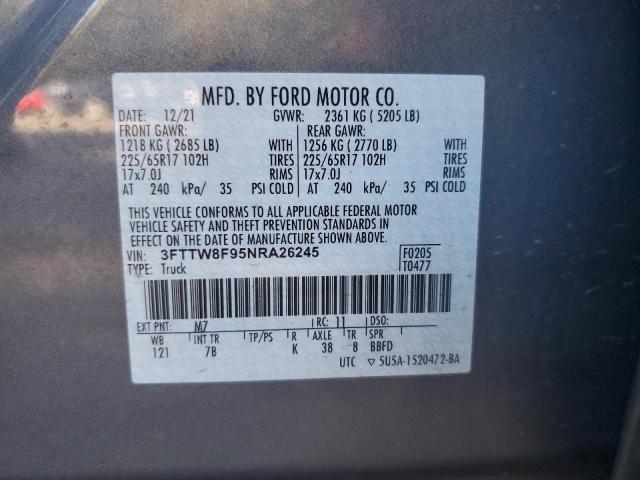 Photo 10 from auction – 2022 FORD MAVERICK X with VIN 3FTTW8F95NRA26245