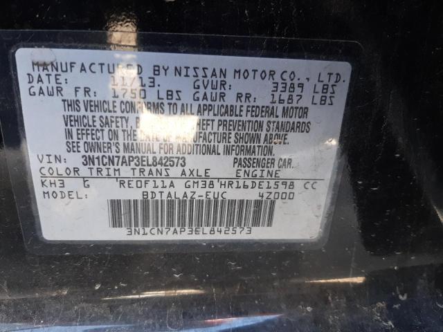 Photo 10 from auction – 2014 NISSAN VERSA S with VIN 3N1CN7AP3EL842573