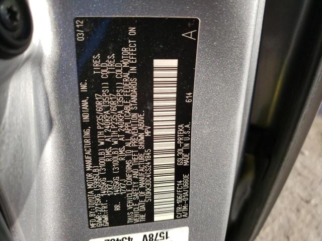 Photo 10 from auction – 2012 TOYOTA SIENNA LE with VIN 5TDKK3DC4CS241845