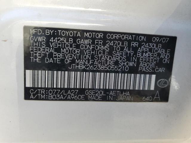 Photo 10 from auction – 2008 LEXUS IS 250 with VIN JTHBK262385055210