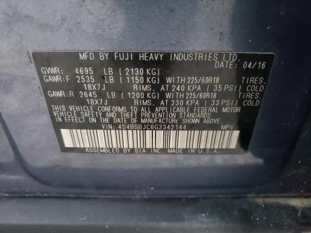 Photo 10 from auction – 2016 SUBARU OUTBACK 2. with VIN 4S4BSBJC6G3342144
