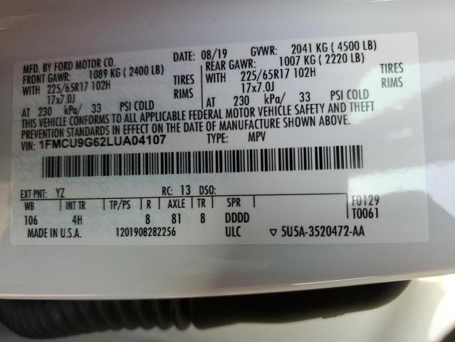 Photo 10 from auction – 2020 FORD ESCAPE SE with VIN 1FMCU9G62LUA04107