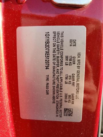 Photo 10 from auction – 2014 CHEVROLET CORVETTE S with VIN 1G1YB2D7XE5120794