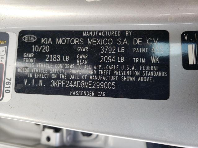 Photo 10 from auction – 2021 KIA FORTE FE with VIN 3KPF24AD8ME299005