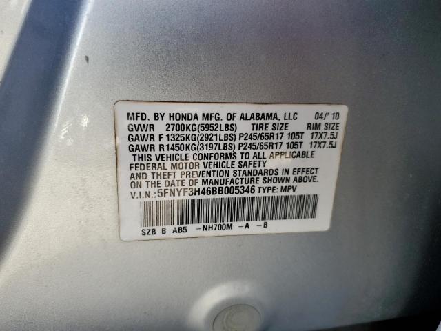 Photo 10 from auction – 2011 HONDA PILOT EX with VIN 5FNYF3H46BB005346