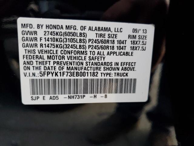Photo 10 from auction – 2014 HONDA RIDGELINE with VIN 5FPYK1F73EB001182