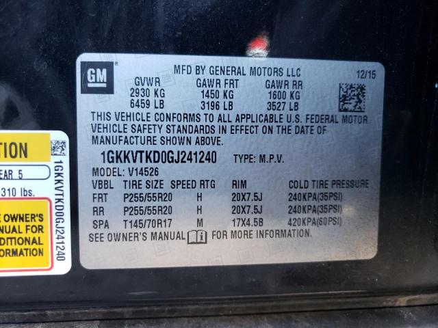 Photo 10 from auction – 2016 GMC ACADIA DEN with VIN 1GKKVTKD0GJ241240