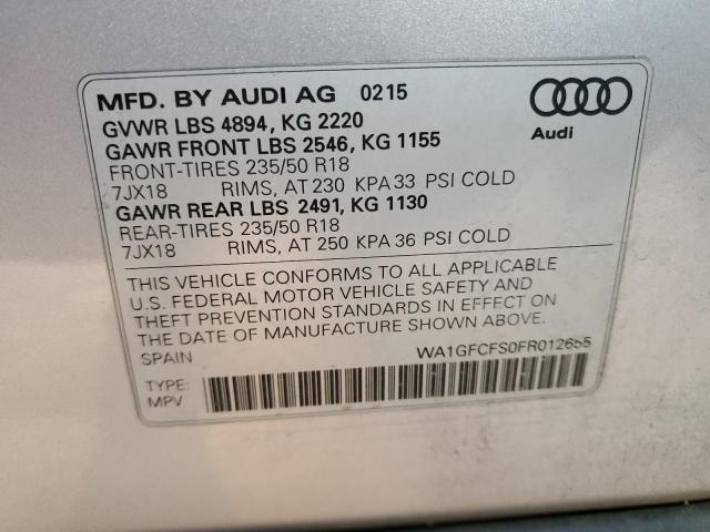 Photo 10 from auction – 2015 AUDI Q3 PRESTIG with VIN WA1GFCFS0FR012655