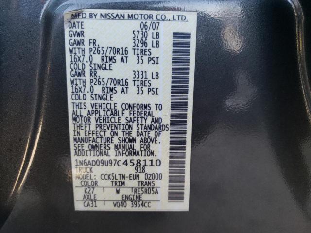 Photo 10 from auction – 2007 NISSAN FRONTIER C with VIN 1N6AD09U97C458110