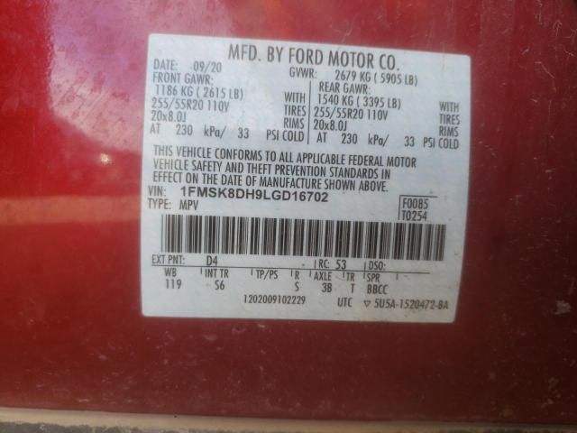Photo 10 from auction – 2020 FORD EXPLORER X with VIN 1FMSK8DH9LGD16702