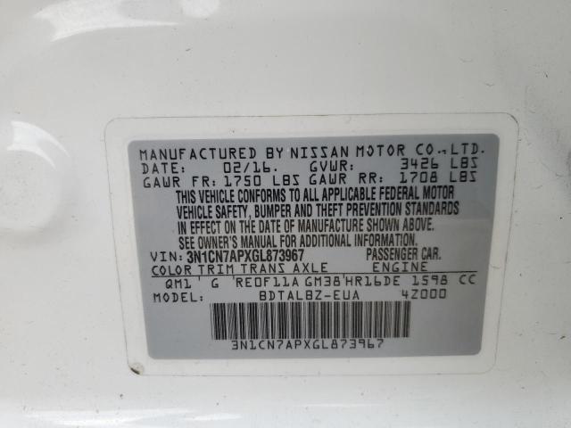Photo 10 from auction – 2016 NISSAN VERSA S with VIN 3N1CN7APXGL873967