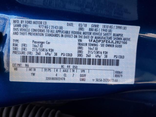 Photo 10 from auction – 2018 FORD FOCUS SE with VIN 1FADP3FE6JL282166