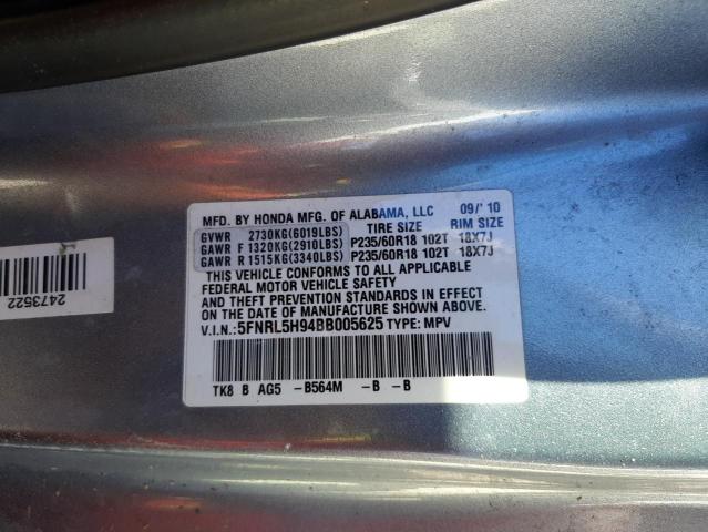 Photo 10 from auction – 2011 HONDA ODYSSEY TO with VIN 5FNRL5H94BB005625
