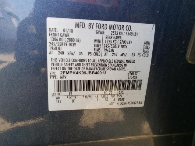 Photo 10 from auction – 2018 FORD EDGE TITAN with VIN 2FMPK4K99JBB40913