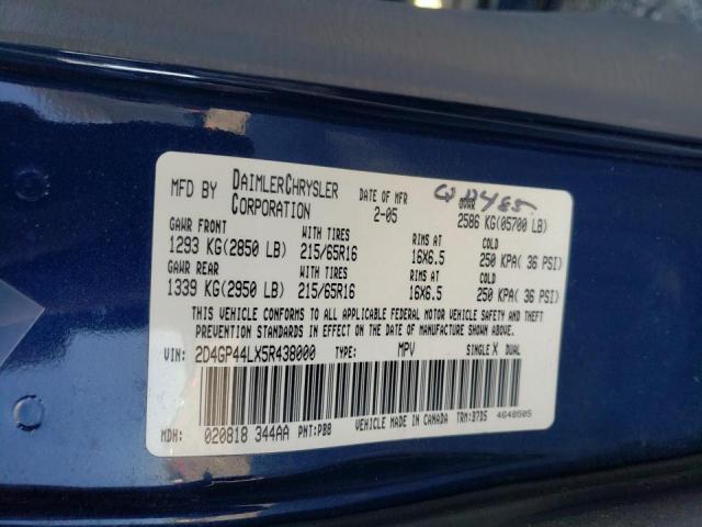 Photo 10 from auction – 2005 DODGE GRAND CARA with VIN 2D4GP44LX5R438000