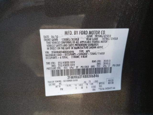 Photo 10 from auction – 2011 FORD FLEX LIMIT with VIN 2FMHK6DT4BBD06846