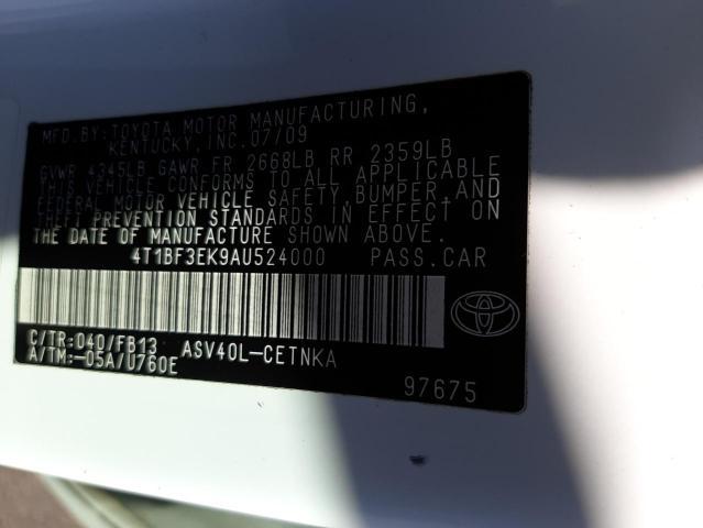 Photo 10 from auction – 2010 TOYOTA CAMRY BASE with VIN 4T1BF3EK9AU524000