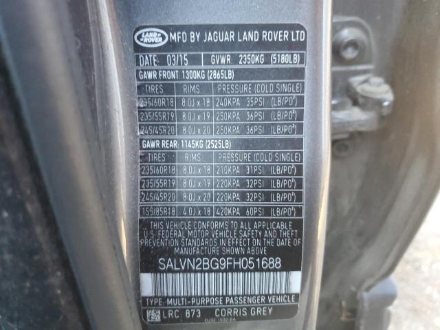 Photo 10 from auction – 2015 LAND ROVER RANGE ROVE with VIN SALVN2BG9FH051688