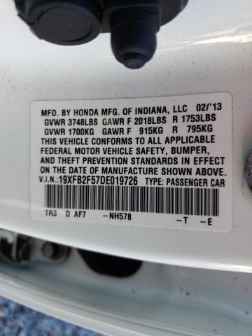 Photo 10 from auction – 2013 HONDA CIVIC LX with VIN 19XFB2F57DE019726