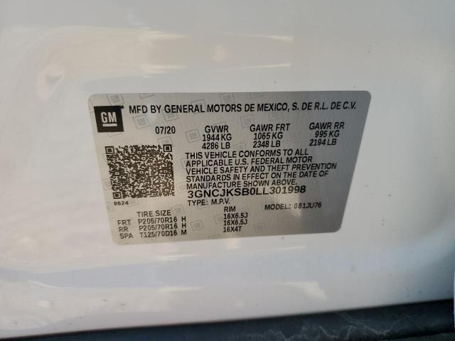 Photo 10 from auction – 2020 CHEVROLET TRAX LS with VIN 3GNCJKSB0LL301998