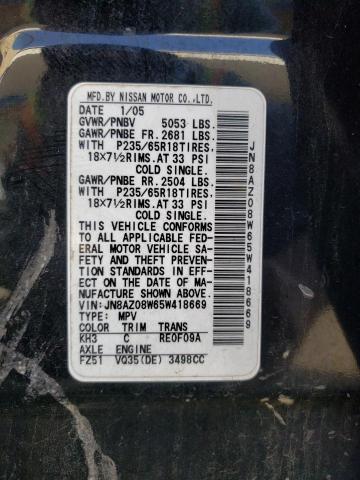 Photo 10 from auction – 2005 NISSAN MURANO with VIN JN8AZ08W65W418669