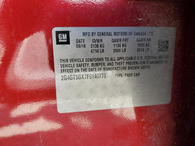 Photo 10 from auction – 2015 BUICK REGAL GS with VIN 2G4GT5GX7F9140773
