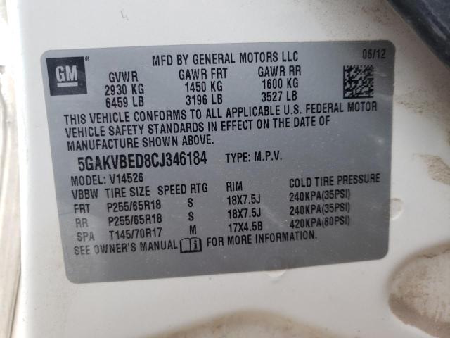 Photo 10 from auction – 2012 BUICK ENCLAVE with VIN 5GAKVBED8CJ346184