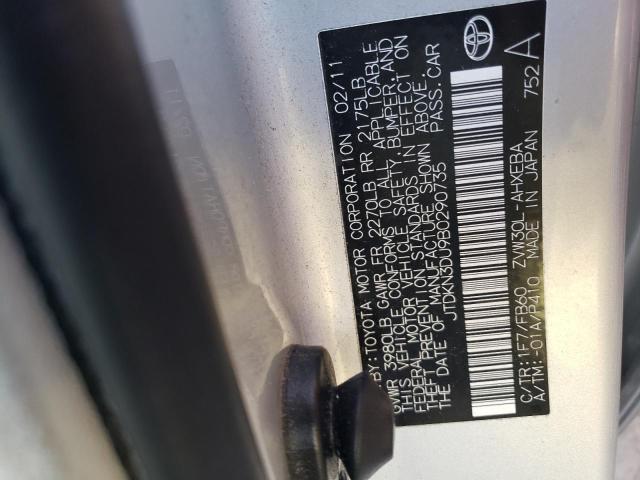 Photo 10 from auction – 2011 TOYOTA PRIUS with VIN JTDKN3DU9B0290735