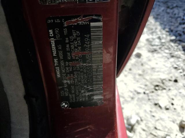 Photo 10 from auction – 1991 BMW 525 I with VIN WBAHD5310MBF94494