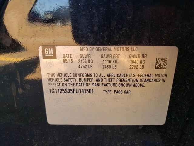 Photo 10 from auction – 2015 CHEVROLET IMPALA LT with VIN 1G1125S35FU141501
