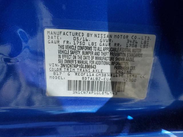 Photo 10 from auction – 2016 NISSAN VERSA S with VIN 3N1CN7AP1GL896943