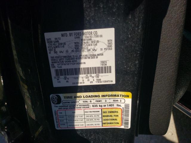 Photo 10 from auction – 2013 FORD F150 SUPER with VIN 1FTFW1ET1DFA04918