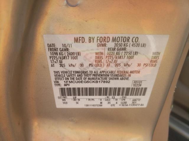 Photo 10 from auction – 2012 FORD ESCAPE LIM with VIN 1FMCU0EG5CKB17892