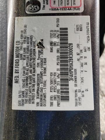 Photo 10 from auction – 2011 FORD FUSION SE with VIN 3FAHP0HA2BR300028