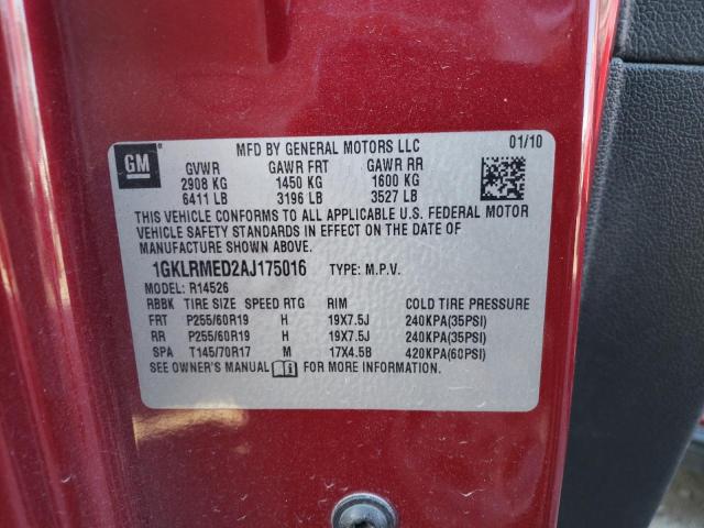 Photo 10 from auction – 2010 GMC ACADIA SLT with VIN 1GKLRMED2AJ175016