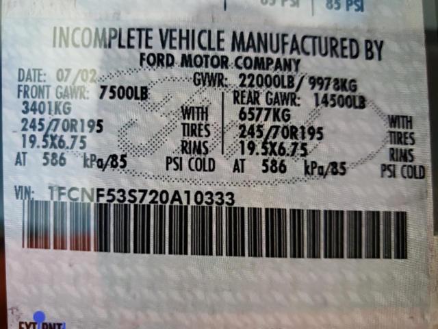 Photo 10 from auction – 2002 FORD F550 SUPER with VIN 1FCNF53S720A10333
