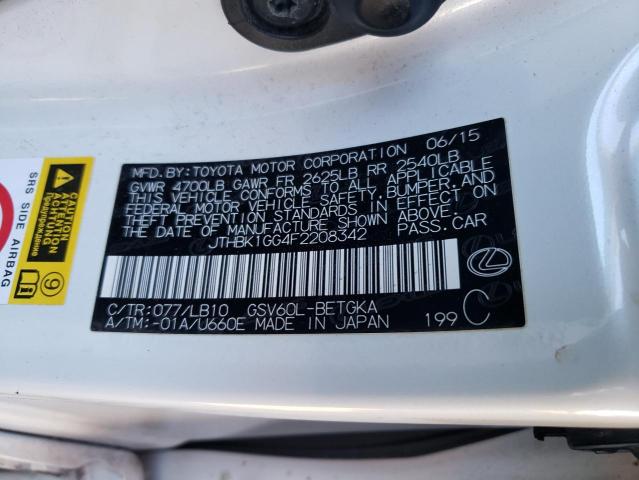 Photo 10 from auction – 2015 LEXUS ES 350 with VIN JTHBK1GG4F2208342