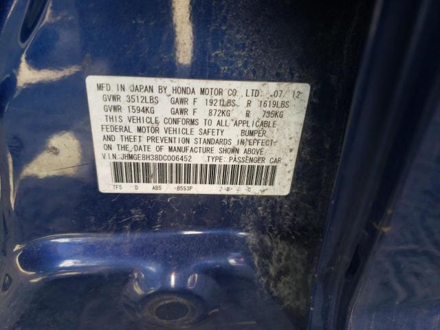 Photo 10 from auction – 2013 HONDA FIT with VIN JHMGE8H38DC006452