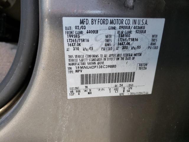 Photo 10 from auction – 2003 FORD EXCURSION with VIN 1FMNU42P13EC39880