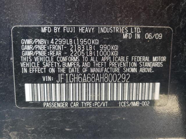 Photo 10 from auction – 2010 SUBARU IMPREZA 2. with VIN JF1GH6A68AH800292