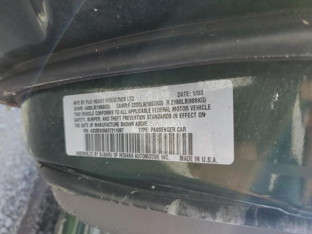 Photo 10 from auction – 2003 SUBARU LEGACY L with VIN 4S3BE635637211087