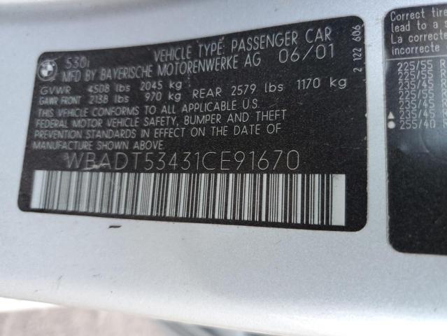 Photo 10 from auction – 2001 BMW 530 I with VIN WBADT53431CE91670