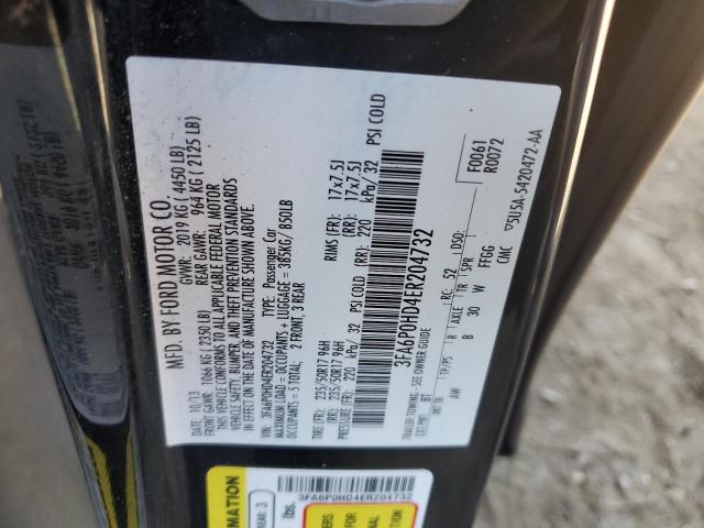 Photo 10 from auction – 2014 FORD FUSION SE with VIN 3FA6P0HD4ER204732